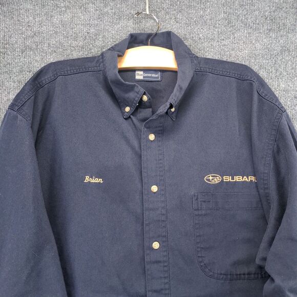 Subaru Men's Employee Uniform Long Sleeve Workwear Shirt Blue 2XL Logo - Picture 3 of 16